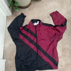 Black and Burgundy Windbreaker Jacket